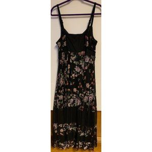 Maxi Length Black and Floral Lace Dress
